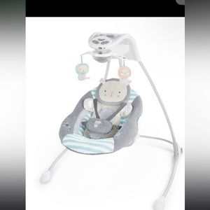 Ingenuity InLighten Foldable Lightweight Baby Swing with Lights, Gray